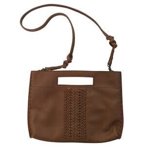 The Sak Teak Vachetta Leather Linden Crossbody Shoulder Handbag 9 x 12 x 1.5